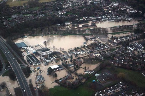 Aerial view of the extent upstream of the A55 