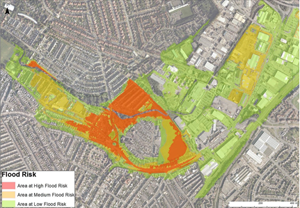 Flood risk areas of Roath and Rhymney