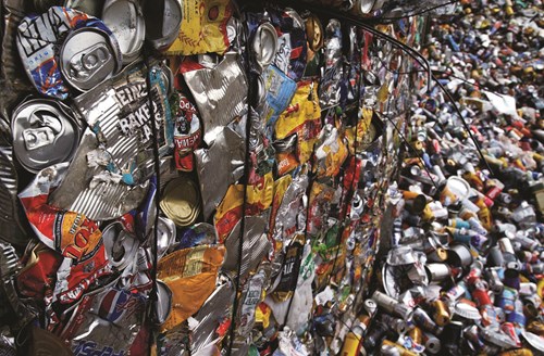 a bale of cans ready for the blast furnace